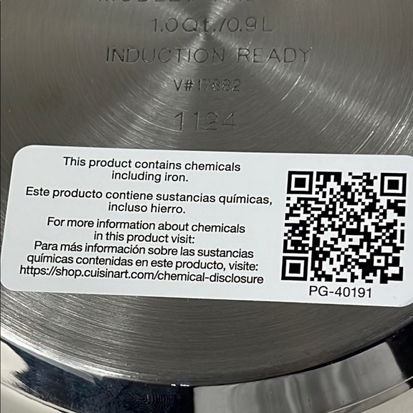 Cuisinart 1 Qt Sauce Pan Glass Lid Stainless Steel Chefs Classic #7719-14PP NEW - Picture 9 of 9